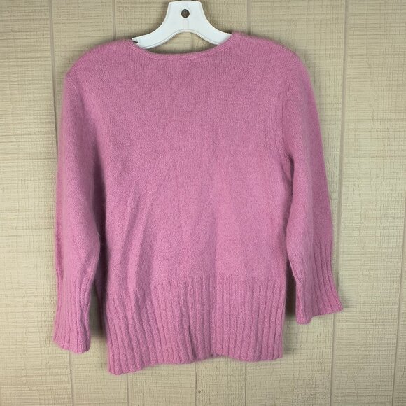 Vintage 90s Angora Blend Sweater V Neck Rose Pink Soft - Picture 4 of 4